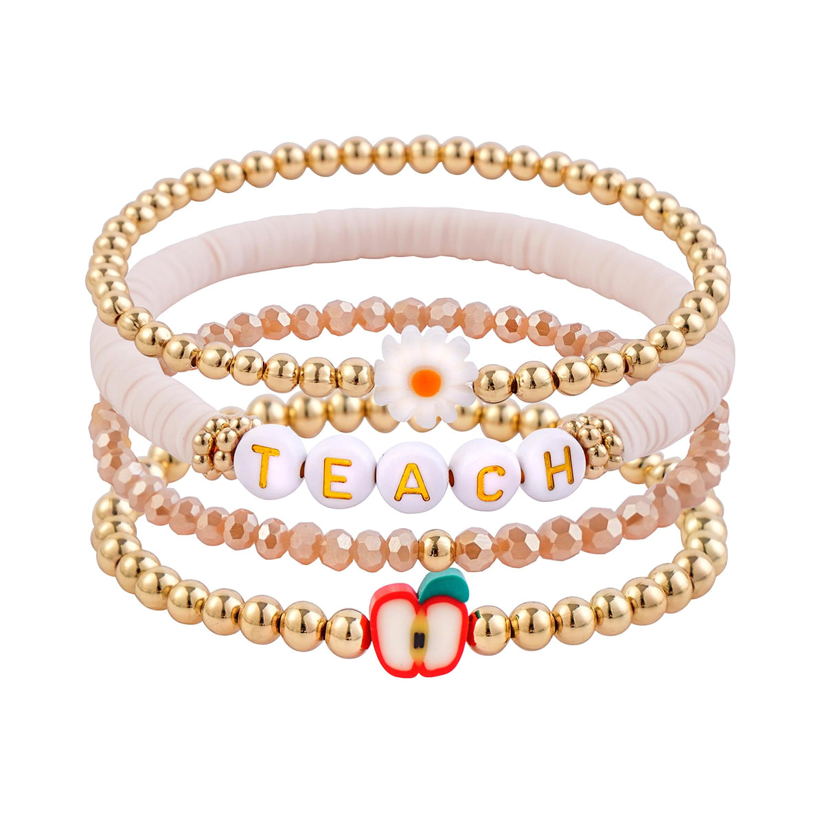 GOOJIDS Surfer Heishi Clay Bead Bracelets for Women Bohemian Stackable Gold Plated Beaded Stretch Bracelets Elastic Layering Friendship Bracelets Set Boho Jewelry
