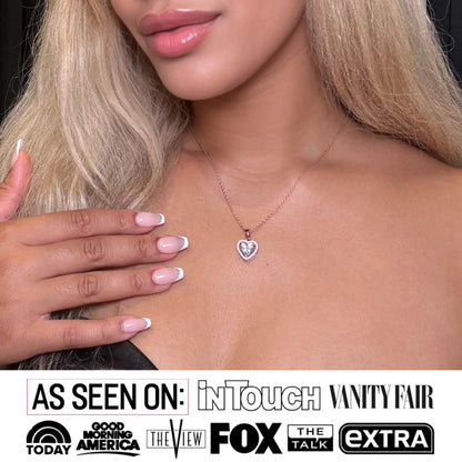 Amora 18k White Gold Plated Halo Heart Shaped Necklace for Women - Simulated Diamond Crystal Pendant, 16-18in Cable Chain, Hypoallergenic Lead & Nickel Free, Luxury Gift Box, Daily Wear Jewelry for Women, GF Gift for Girlfriend