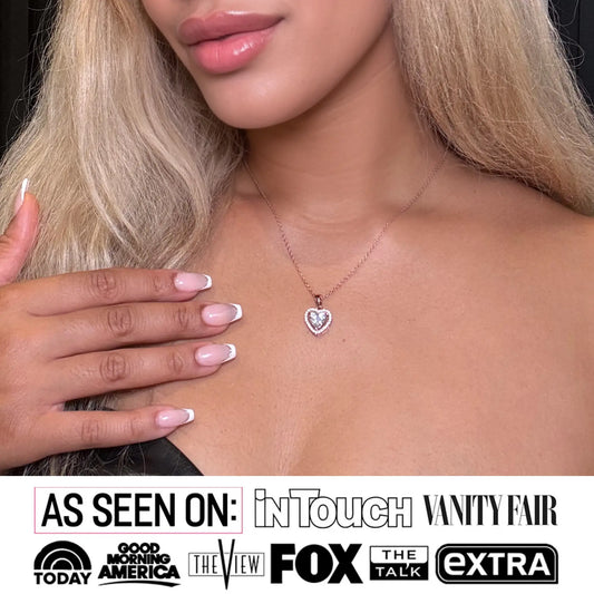 Amora 18k White Gold Plated Halo Heart Shaped Necklace for Women - Simulated Diamond Crystal Pendant, 16-18in Cable Chain, Hypoallergenic Lead & Nickel Free, Luxury Gift Box, Daily Wear Jewelry for Women, GF Gift for Girlfriend