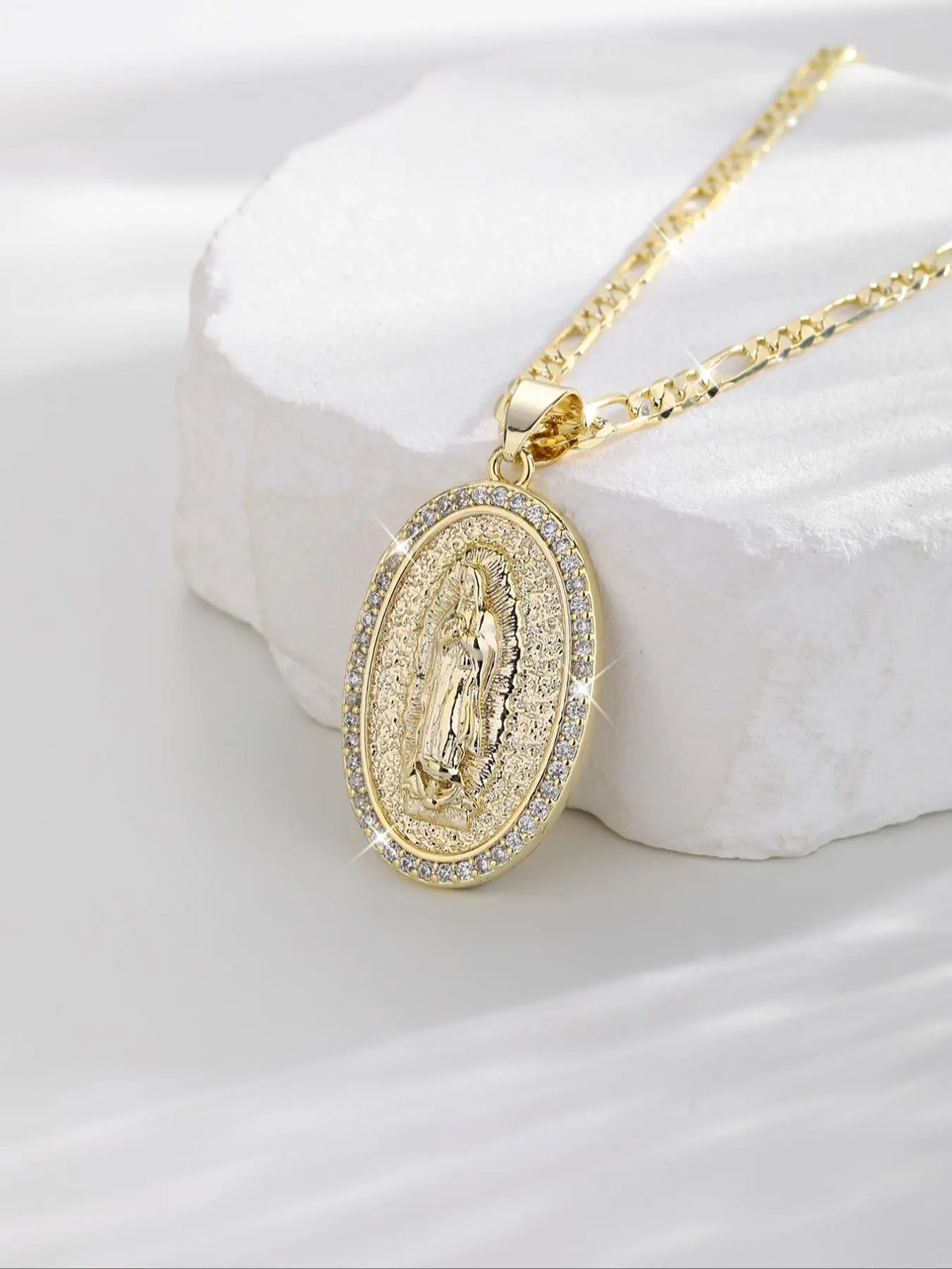 Fashion Luxury Virgin Mary Medal Charm Jewelry, Religious Cross Necklace Jewelry for Women & Girls, Trendy Charms Necklace, Trendy All-match & Exquisite Jewelry for Birthday Gift, Cross Link Chain, Spiritual Jewelry
