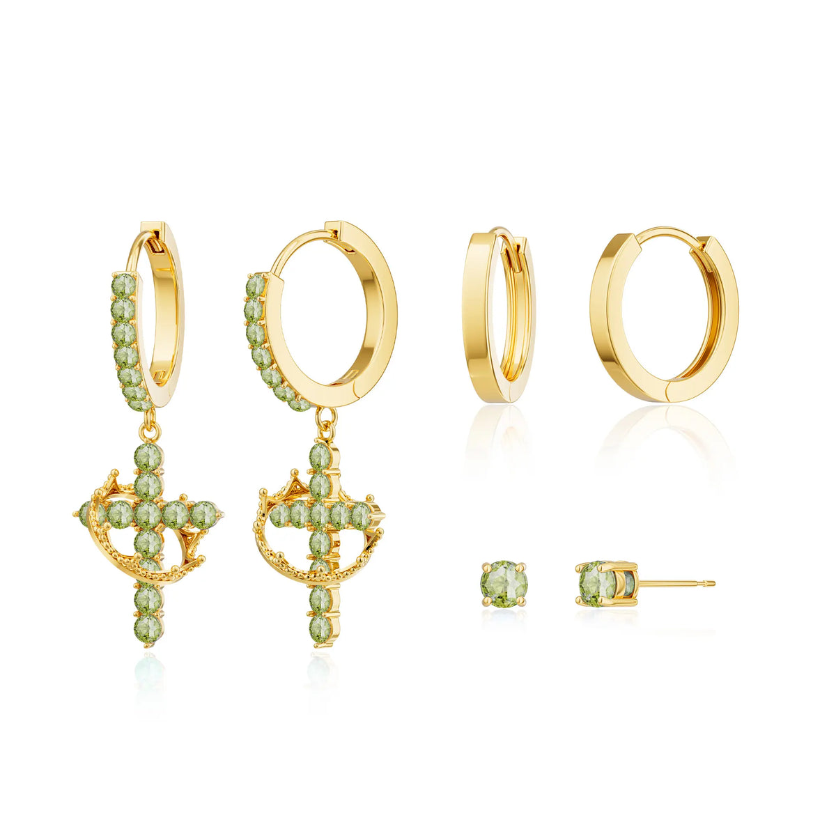 Tewiky Colorful Crown Cross Earrings For Women Dainty CZ Cross Pendant Earrings Hypoallergenic Non Tarnish Earrings Trendy Jewelry Christian Gift For Girls For Easter