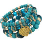 Women Beaded Bracelet Set| Colorful Boho Stackable Trendy Design with Crystal Accents Multilayer Bangle Bracelet| Fashion Stretch Braclets Jewelry for Women