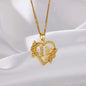 New Fashion Letter Detail Heart Shaped Pendant Necklace, Love Necklace for Women for Summer, Rhinestone & Flower Decor Stainless Steel Matching Necklace Jewelry, Girl's Temperament Cloths Accessory for Daily Wear