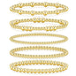 Women's 5PCS Gold Ball Beads Stretchable Bracelets Set - Waterproof, Adjustable Jewelry for Women, Gold Jewelry for Beach & Everyday Wear (Sohochic)