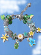 Vintage Flower Charm Bracelet, Cherry Blossom Bracelet, Tulip Flower Bracelet, Vintage Butterfly Bracelet, Vacation Style Bracelet, Floral Charm Bracelets