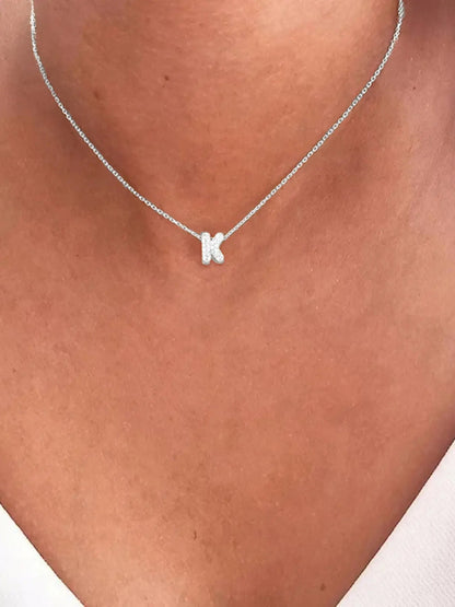 Bubble Letter Pendant Necklace for Women, New Fashion Stainless Steel Chain, Elegant All-Season Jewelry, Plated with Precious Metal, Initial Letter Necklace, Bubble Pendant Necklaces