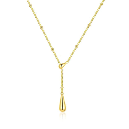 18K Gold-Plated/Silver Necklace for Women, Minimalist Small Pendant Jewelry with Gold Beaded Chain, Trendy Circle Bead and Teardrop Pendant Necklaces for Parties, Birthdays, Weddings, Engagements, and Anniversaries