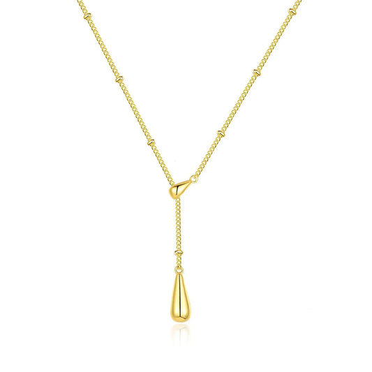 18K Gold-Plated/Silver Necklace for Women, Minimalist Small Pendant Jewelry with Gold Beaded Chain, Trendy Circle Bead and Teardrop Pendant Necklaces for Parties, Birthdays, Weddings, Engagements, and Anniversaries