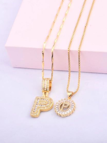 Initials Necklace with Box, 26 Letters Pendant Necklace, Alphabet Letter Necklace for Women & Girls, Fashion Jewelry for Party, Daily Decor, Trendy All-match & Exquisite Jewelry for Birthday Gift, Personalized Initial Necklace, Fashionable Accessory