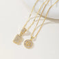 Women's Full diamond Rock sugar 26 letters Pendant Necklace Set Copper with zircon and gold plating Gold‑plated Round shape Flowers Fashion Accessories Layered Jewelry Set
