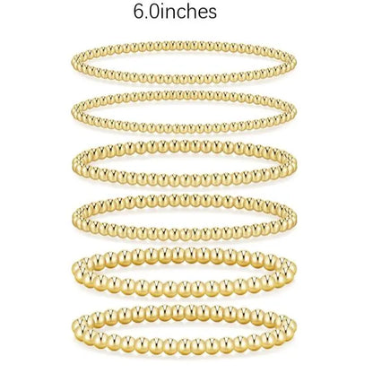 Women's 5PCS Gold Ball Beads Stretchable Bracelets Set - Waterproof, Adjustable Jewelry for Women, Gold Jewelry for Beach & Everyday Wear (Sohochic)