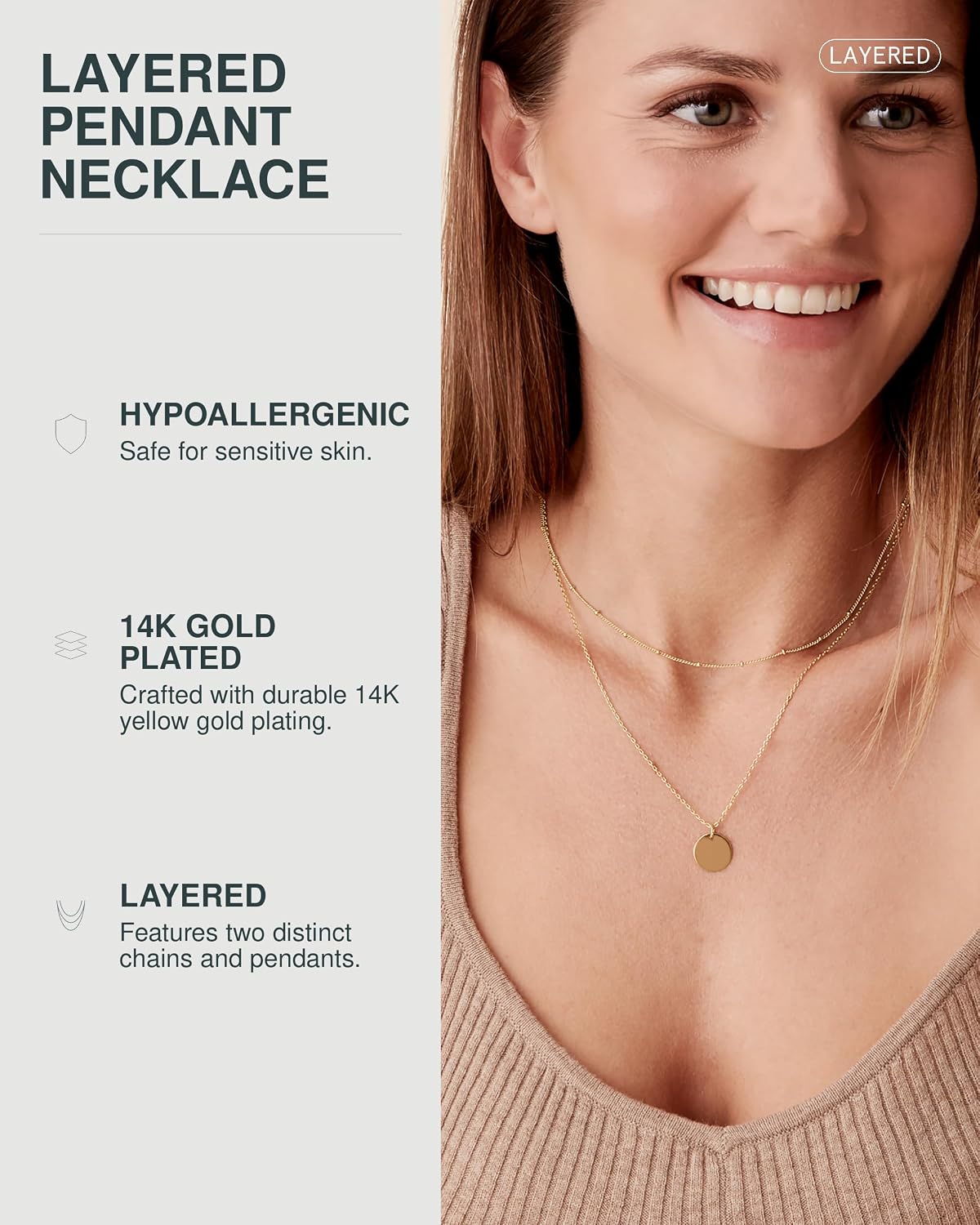 PAVOI 14K Gold Plated Layering Necklaces for Women, Cute Motif Pendants