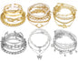 17IF 18-25 PCS(6 Pack) Boho Gold Silver Stackable Bracelets Set for Women