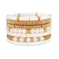 GOOJIDS Surfer Heishi Clay Bead Bracelets for Women Bohemian Stackable Gold Plated Beaded Stretch Bracelets Elastic Layering Friendship Bracelets Set Boho Jewelry