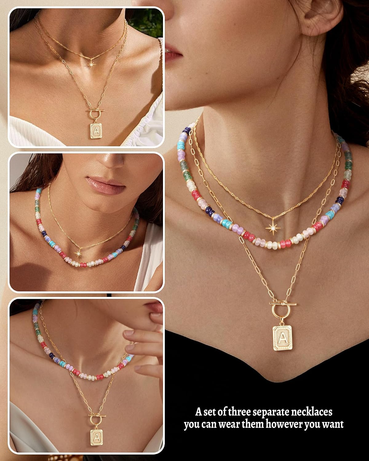 MJartoria Layered Initial Necklaces for Women