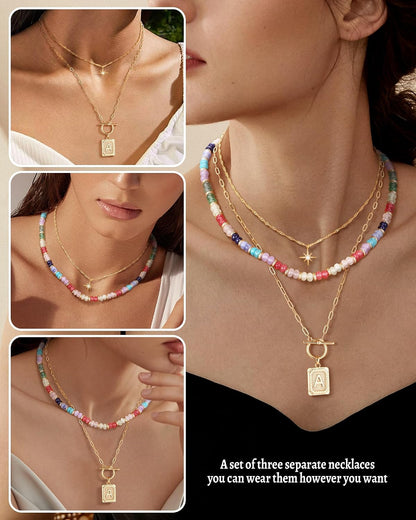 MJartoria Layered Initial Necklaces for Women