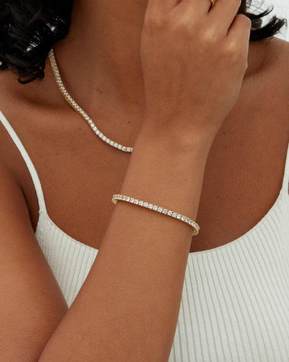 PAVOI 14K Gold Plated 3mm Cubic Zirconia Classic Tennis Bracelet | Gold Bracelets for Women