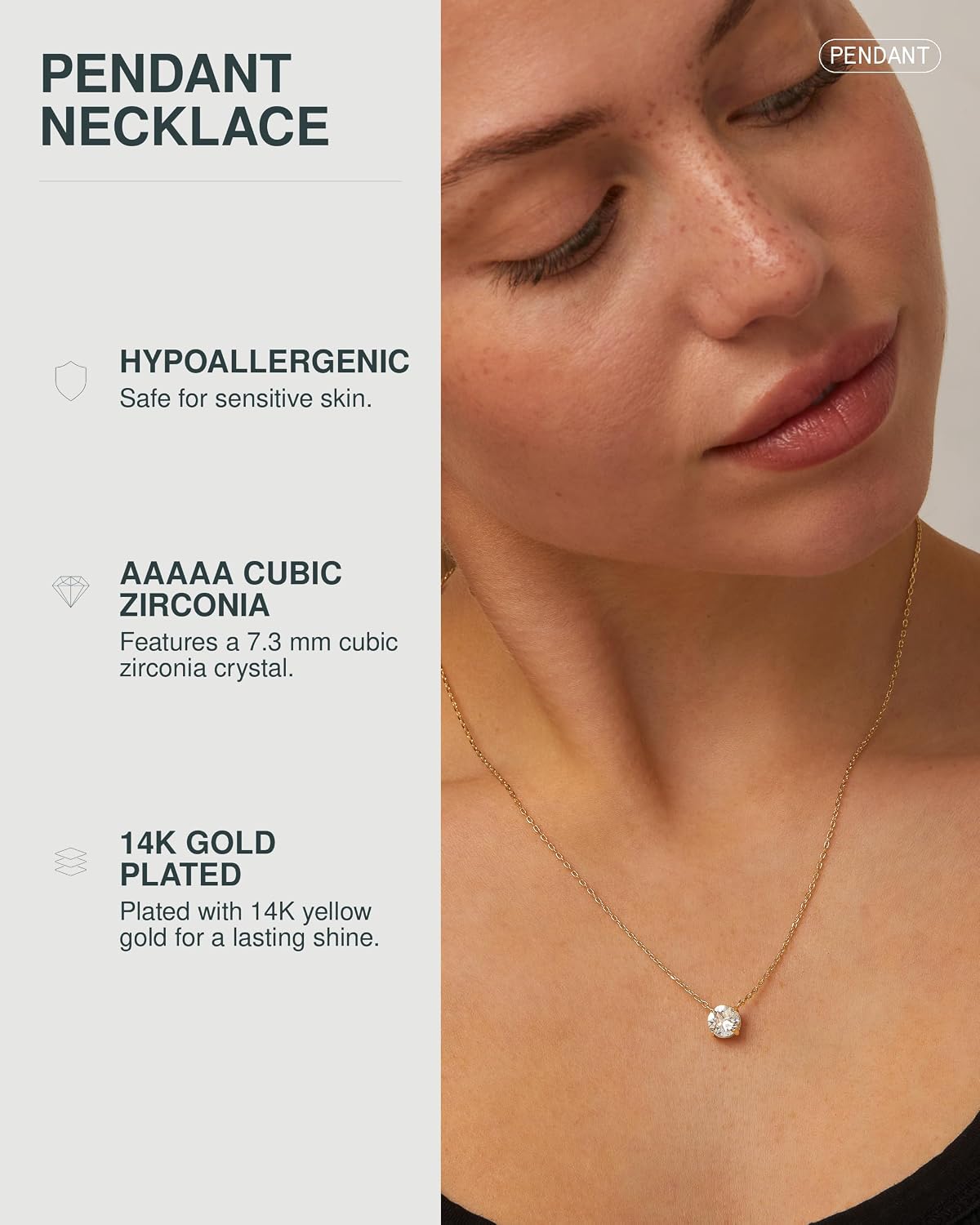 PAVOI 14K Gold Plated Crystal Solitaire 1.5 Carat (7.3mm) Cubic Zirconia Dainty Choker Necklace | Gold Necklaces for Women