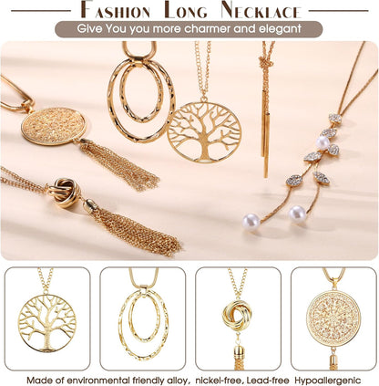 6Pcs Long Necklaces for Women