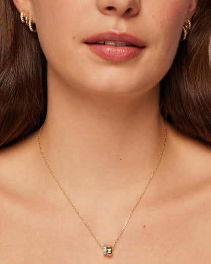 PAVOI 14K Gold Plated Pendant Necklace for Women, CZ Rondelle Pendants