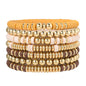GOOJIDS Surfer Heishi Clay Bead Bracelets for Women Bohemian Stackable Gold Plated Beaded Stretch Bracelets Elastic Layering Friendship Bracelets Set Boho Jewelry