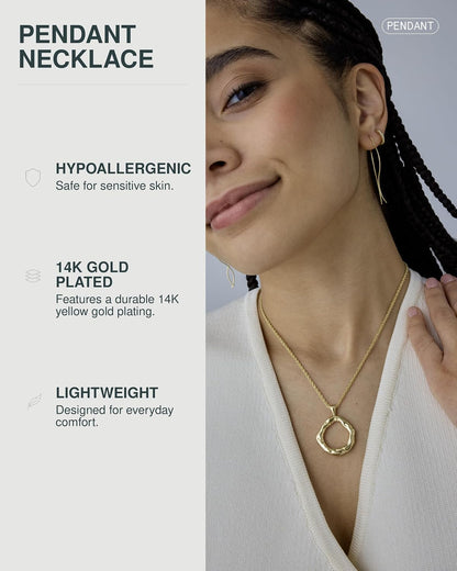 PAVOI 14K Gold Plated Dainty Statement Pendant Necklaces for Women