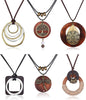 sailimue 6Pcs Wooden Boho Necklaces For Women Trendy Long Boho Necklace