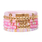 GOOJIDS Surfer Heishi Clay Bead Bracelets for Women Bohemian Stackable Gold Plated Beaded Stretch Bracelets Elastic Layering Friendship Bracelets Set Boho Jewelry