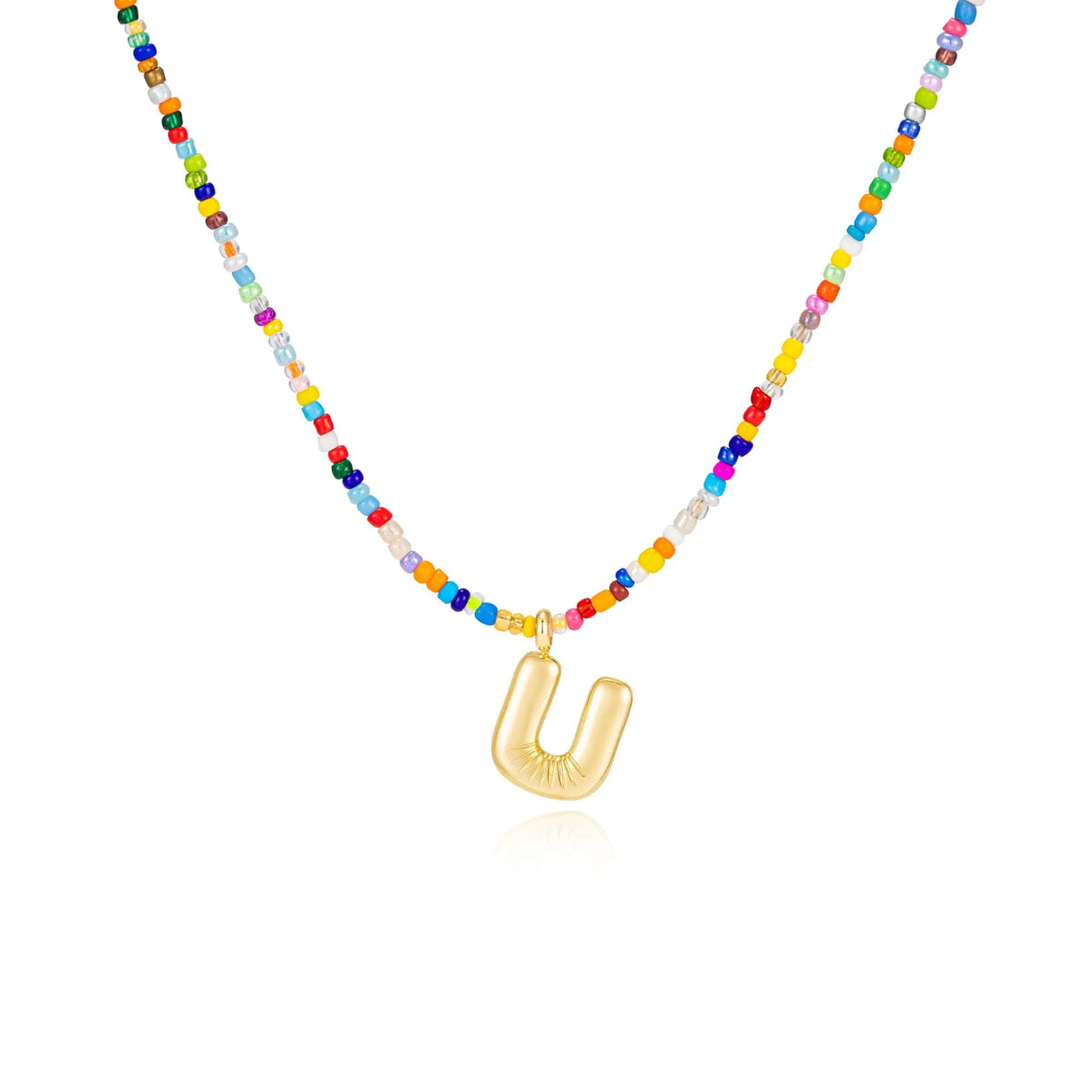 VRIUA Women's Adjustable Beaded Bubble Letter Choker - Personalized Initial Necklace, Handmade Dainty Casual Daily Beach Jewelry, Gifts for Women Lover's Accessory