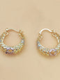 Mexican-style sunflower pattern gold-coloured hollow hoop earrings, hoop shape earrings, elegant party earrings, the perfect anniversary gift for mothers and couples, earrings jewelry