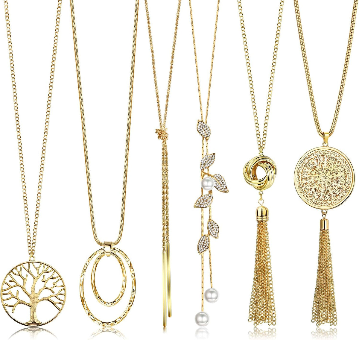 6Pcs Long Necklaces for Women