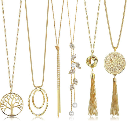 6Pcs Long Necklaces for Women