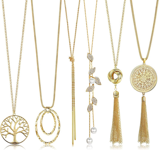 6Pcs Long Necklaces for Women