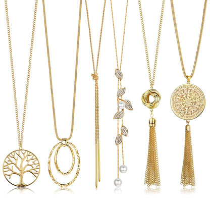 6Pcs Long Necklaces for Women
