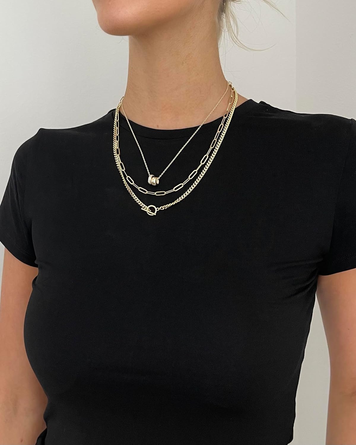 PAVOI 14K Gold Plated Pendant Necklace for Women, CZ Rondelle Pendants