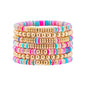 GOOJIDS Surfer Heishi Clay Bead Bracelets for Women Bohemian Stackable Gold Plated Beaded Stretch Bracelets Elastic Layering Friendship Bracelets Set Boho Jewelry