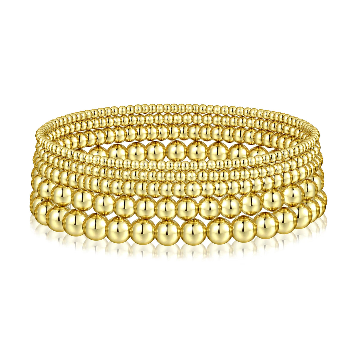 Women's 5PCS Gold Ball Beads Stretchable Bracelets Set - Waterproof, Adjustable Jewelry for Women, Gold Jewelry for Beach & Everyday Wear (Sohochic)