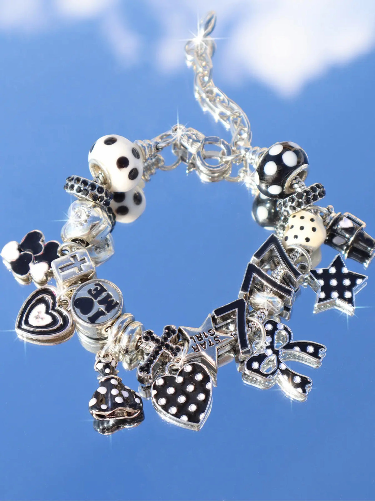 Leopard Print Cherry Charm Bracelet, Star Girl Cross Bracelet, Lucky Number 777 Bracelet, Cherry Tooth Bracelet, Pool Ball 7 Bracelet