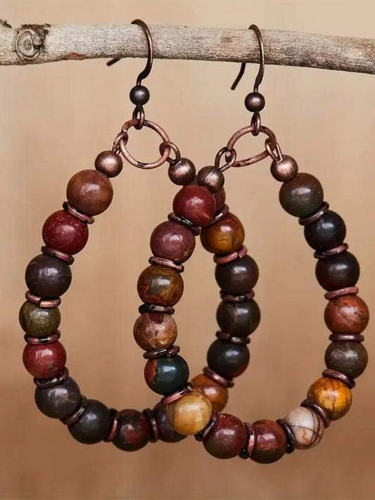 Vintage Creative Water Drop Beaded Earrings, Bohemian Vintage Ear Jewelry Memorial Gift, Unique Design for Women & Girls, Good Earrings