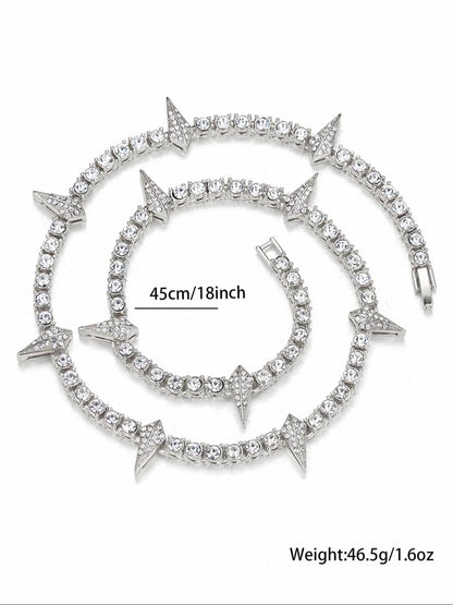 1PC Cool rock Rhinestone Luminous Spiked Black Panther tennis necklace Bling Chain High End Necklace for men and women for party accessories Goddess Necklace Jewelry Necklace Exquisite Jewelry Gift Fashion Accessory Necklace