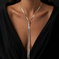 Tewiky 14K Gold Plated 39 inches Lariat Long Gold Necklace for Women Adjustable Snake Chain with Bead Dress Sweater Chain 14K Gold Plated Y-Shaped Drop Dangle Prom Jewelry Gold summer outfits Gifts, Jewelry For Women, Gold Jewelry