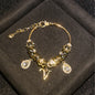 Women's Gold-Tone Mixed Charm Beaded Bracelet - A-Z Initial Letters Available, Fashion Costume Jewelry Gift