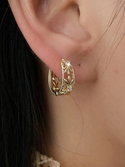 Vintage Hollow Geometric Zircon Circle Hoop Earrings for Women Delicate Figure Copper Earring Jewelry Gifts Statement Earrings