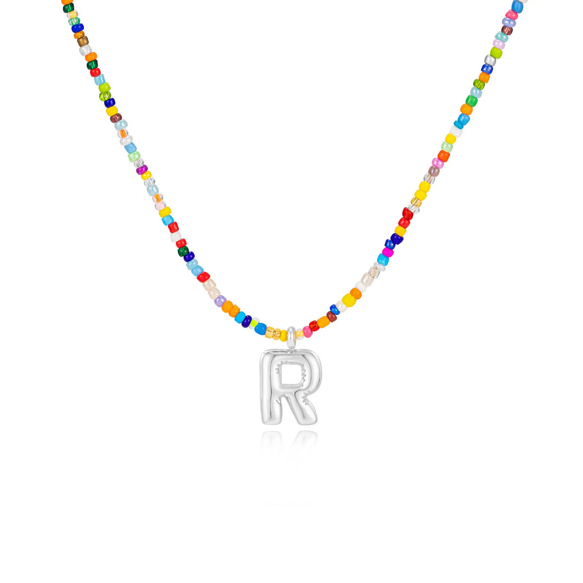 VRIUA Women's Adjustable Beaded Bubble Letter Choker - Personalized Initial Necklace, Handmade Dainty Casual Daily Beach Jewelry, Gifts for Women Lover's Accessory