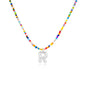 VRIUA Women's Adjustable Beaded Bubble Letter Choker - Personalized Initial Necklace, Handmade Dainty Casual Daily Beach Jewelry, Gifts for Women Lover's Accessory
