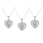 Amora 18k White Gold Plated Halo Heart Shaped Necklace for Women - Simulated Diamond Crystal Pendant, 16-18in Cable Chain, Hypoallergenic Lead & Nickel Free, Luxury Gift Box, Daily Wear Jewelry for Women, GF Gift for Girlfriend