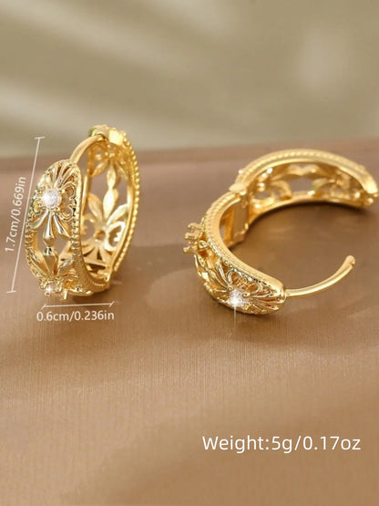 Vintage Hollow Geometric Zircon Circle Hoop Earrings for Women Delicate Figure Copper Earring Jewelry Gifts Statement Earrings