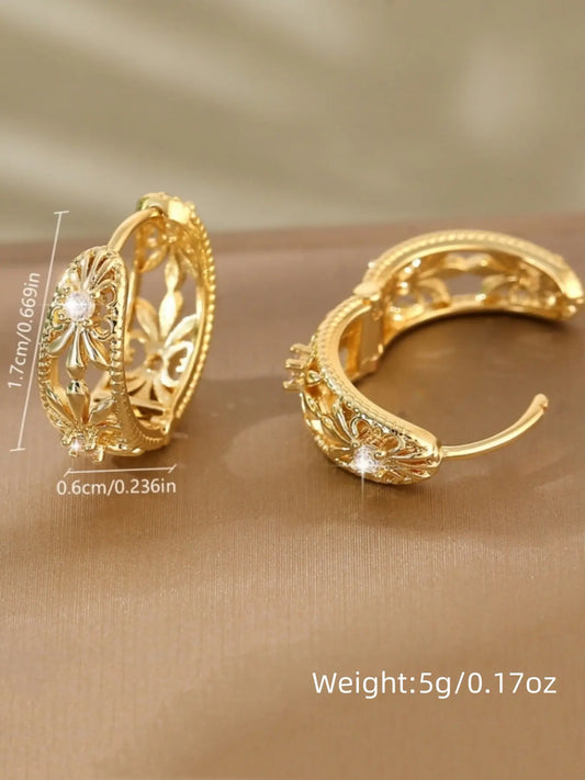 Vintage Hollow Geometric Zircon Circle Hoop Earrings for Women Delicate Figure Copper Earring Jewelry Gifts Statement Earrings