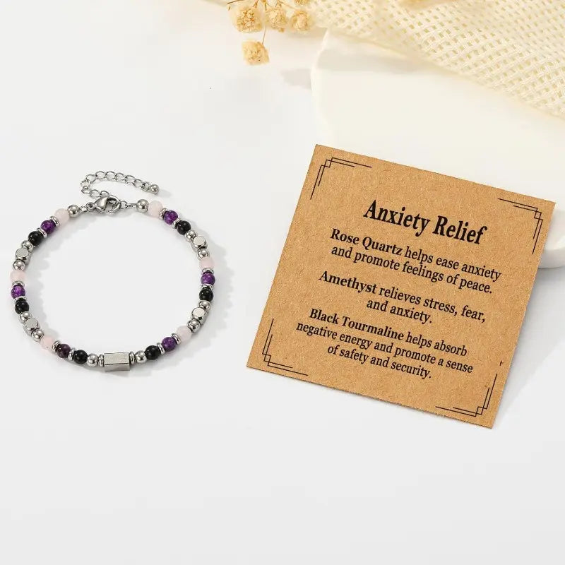 Women's Natural Amethyst Beads Healing Crystal Bracelet - Triple Stone Mix Natural Stones, Adjustable (6.5+1.8 in), Skin-Safe Metals, 1-Piece Unique Jewelry, Gift-Ready Charm, Daily Wear Fashion Accessory