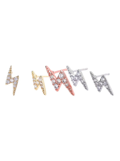 Lightning Design Rhinestone Decor Stud Earrings, Cute Earrings for Women, Fashion Jewelry for Party, Daily Clothing Decor for Girl, Ear Studs